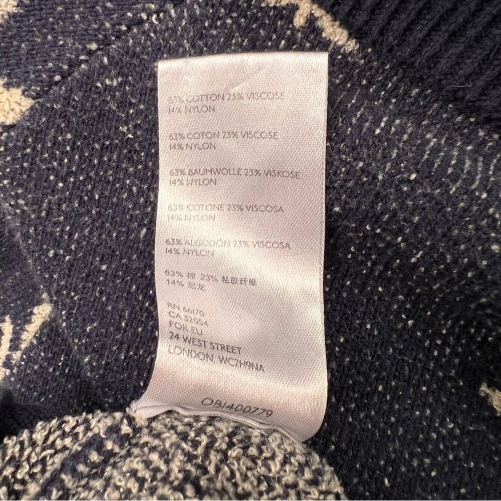 Urban Outfitters Teddy Bear Leaf Oversized Baggy Sweater Navy Blue Cream Small - Picture 6 of 6